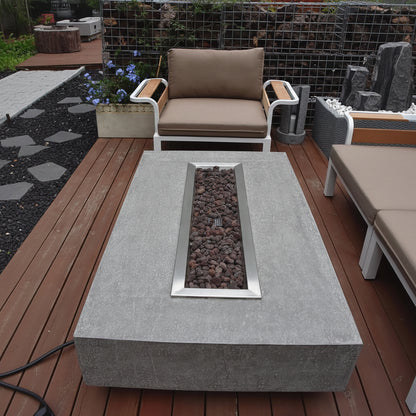 Hampton Fire Table Outdoor Fire Pit 56" X 32" Cast Concrete Firepit