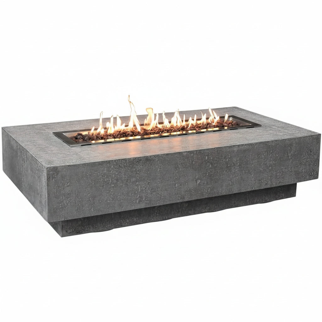 Hampton Fire Table Outdoor Fire Pit 56" X 32" Cast Concrete Firepit