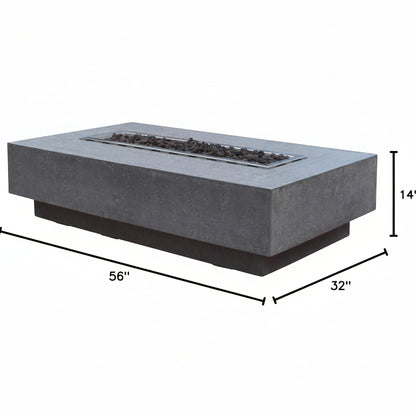 Hampton Fire Table Outdoor Fire Pit 56" X 32" Cast Concrete Firepit