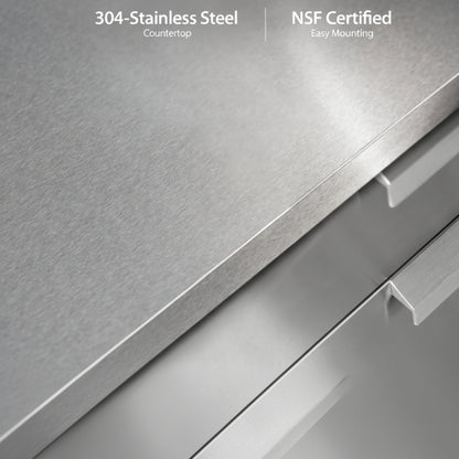 Newage Products Outdoor Kitchen 4 Piece Cabinet Set in Stainless Steel with Countertop and Covers