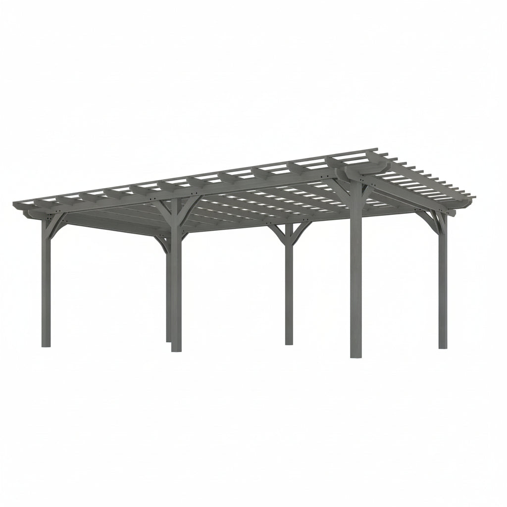Outsunny Store 12' X 20' Wooden Pergola Grape Trellis, Outdoor Gazebo for Garden, Patio, Backyard, Deck, Gray