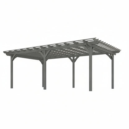 Outsunny Store 12' X 20' Wooden Pergola Grape Trellis, Outdoor Gazebo for Garden, Patio, Backyard, Deck, Gray