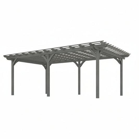 Outsunny Store 12' X 20' Wooden Pergola Grape Trellis, Outdoor Gazebo for Garden, Patio, Backyard, Deck, Gray